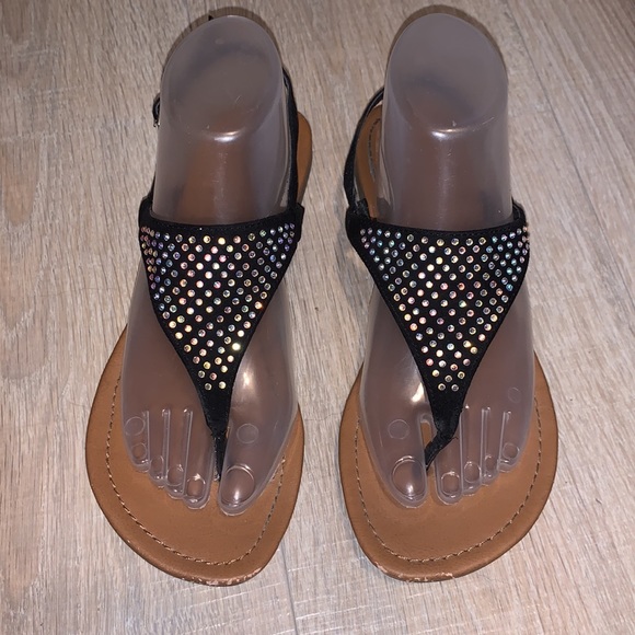 Rampage Rinnali black sequined flip flops - Picture 1 of 5